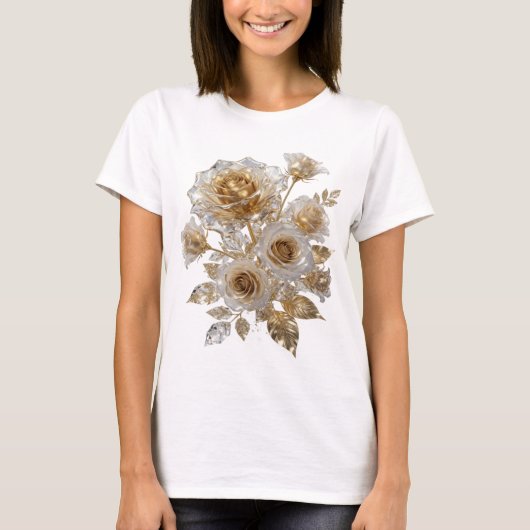 Kral Silver Gouden Rozen Slogan T-shirt (Voorkant)