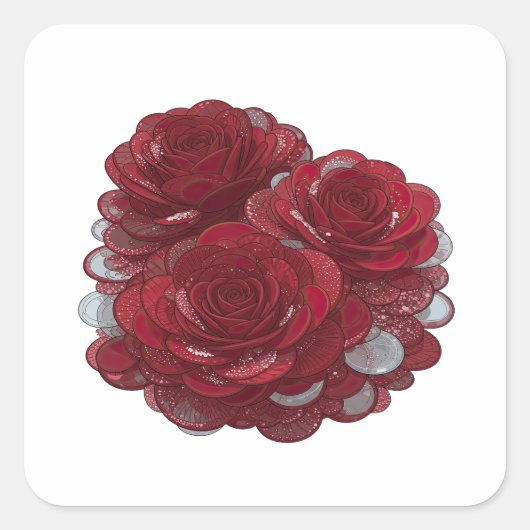 Kral Silver RODE ROZEN EN MUNTEN Sticker Print (Voorkant)