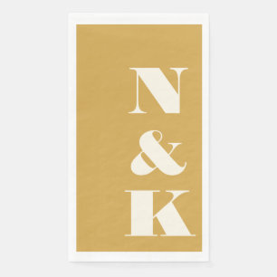 Krale Moderne Monogram Beginletters Gele Huwelijk Servet
