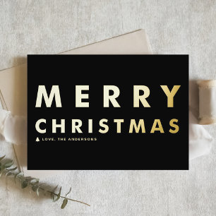 Krale moderne typografie Zwart Prettig kerstfeest Folie Wenskaart