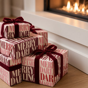 Krale typografie Roze Bourgondië Cadeaupapier