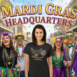 Kralen & Bling Mardi Gras Masquerade Masker Kroon T-shirt