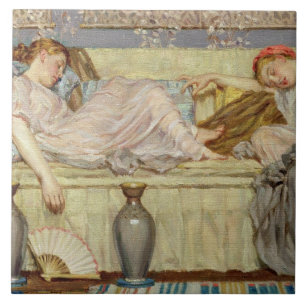 kralen, c.1875 (olie op canvas) tegeltje