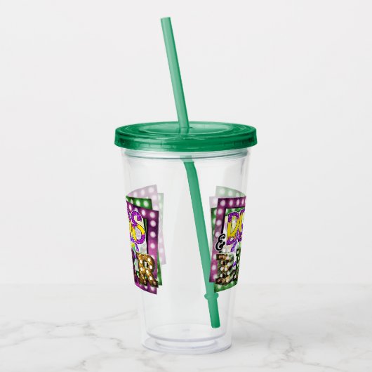 kralen en Beer Mardi Gras Paars Groen Acryl Drinkbeker (Links)