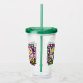 kralen en Beer Mardi Gras Paars Groen Acryl Drinkbeker (Rechts)