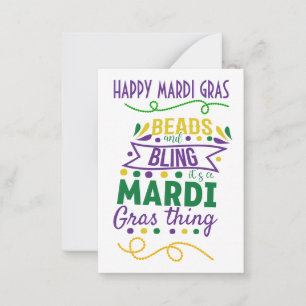 Kralen en Bling Het Is Een Mardi Gras Ding Kaart Notitiekaartje