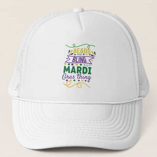 Kralen En Bling Het Is Een Mardi Gras Ding Trucker Pet (Voorkant)