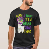 kralen en maskers mardi gras llama alpaca voor man t-shirt (Voorkant)
