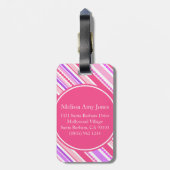 kralen en strepen roze paars met de naam bagagelab bagagelabel (Achterkant verticaal)
