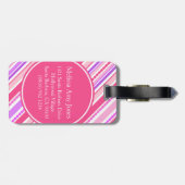 kralen en strepen roze paars met de naam bagagelab bagagelabel (Achterkant horizontaal)
