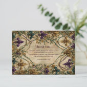 Kralen Fleur-de-Lis Mardi Gras Masquerade Bedankkaart (Staand voorkant)