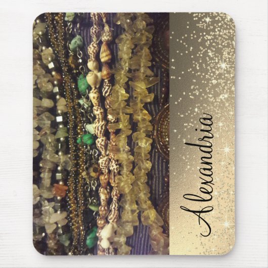 Kralen Kristallen en Shells Gepersonaliseerd Muismat (Voorkant)