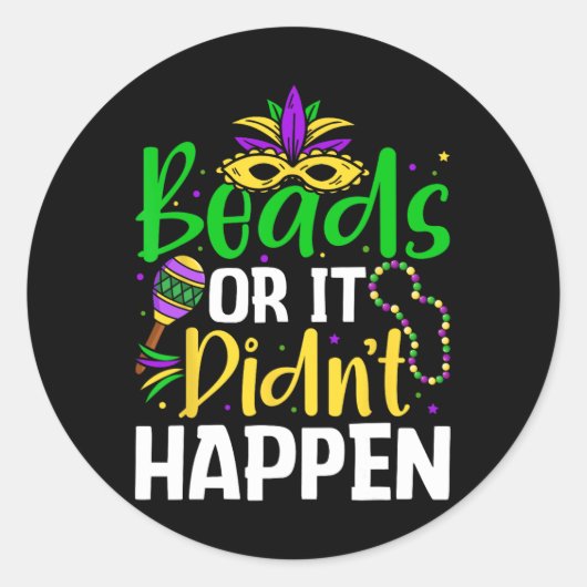 Kralen of het is niet gebeurd ronde sticker (Voorkant)