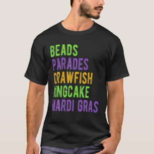 kralen, parades, kreupelvis, kingcake, mardi Gras T-shirt