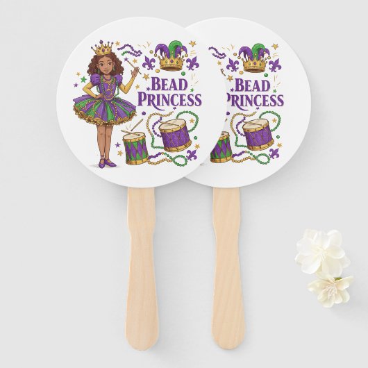 Kralen prinses - Mardi Gras Handwaaier (Voorkant en achterkant)