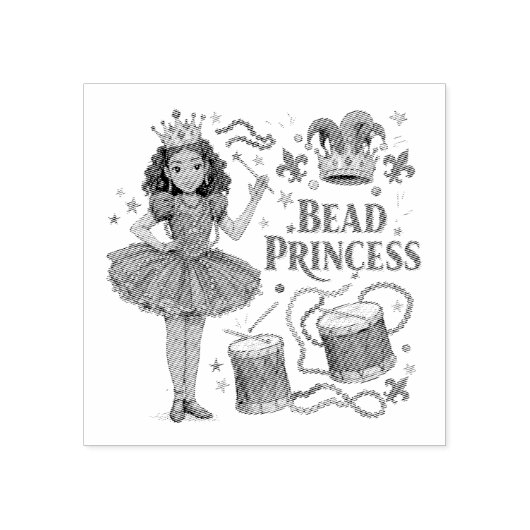 Kralen prinses - Mardi Gras Rubberstempel (Afrduk)
