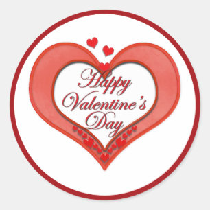 Kralen Rode Hart Valentijnskaart Ronde Sticker