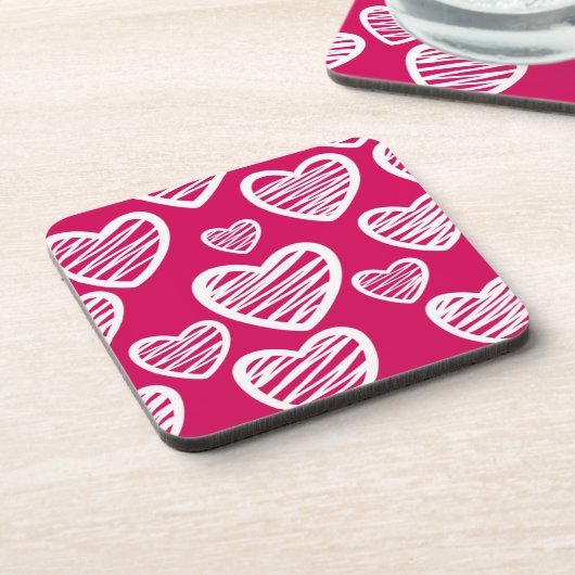 Kralen Rood en Wit Krabbel Hart Patroon Drankjes Onderzetter (Linkerzijde)