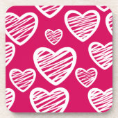 Kralen Rood en Wit Krabbel Hart Patroon Drankjes Onderzetter (Voorkant)