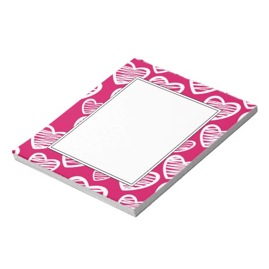 Kralen Rood en Wit Krabbel Hart Patroon Notitieblok (Linkerzijde)