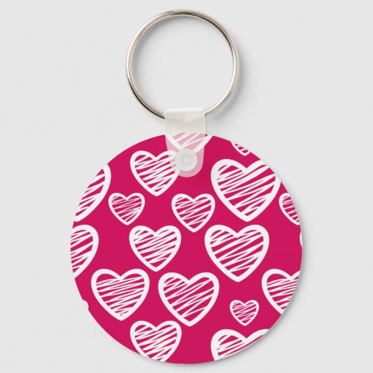 Kralen Rood en Wit Krabbel Hart Patroon Sleutelhanger (Voorkant)