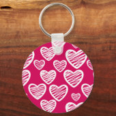 Kralen Rood en Wit Krabbel Hart Patroon Sleutelhanger (Voorkant)