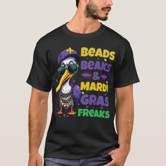 Kralen, snavels & Mardi Gras Freaks T-shirt (Voorkant)