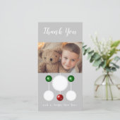 Kralen sneeuwballen en foto's grijsblauw Kerstmis Bedankkaart (Staand voorkant)