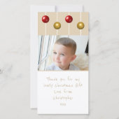 Kralen sneeuwballen en foto's rood ivoor Kerstmis Bedankkaart (Achterkant)
