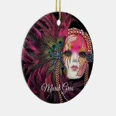 kralen, veren en mardi Gras Masker Keramisch Ornament (Rechts)
