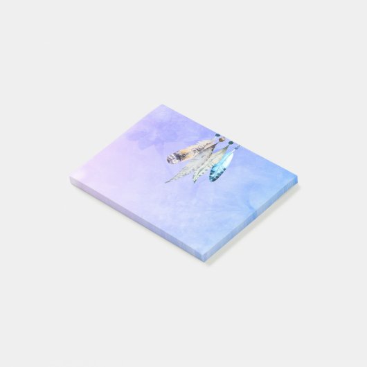 Kralen veren in Waterverven Post-it® Notes (Schuin)