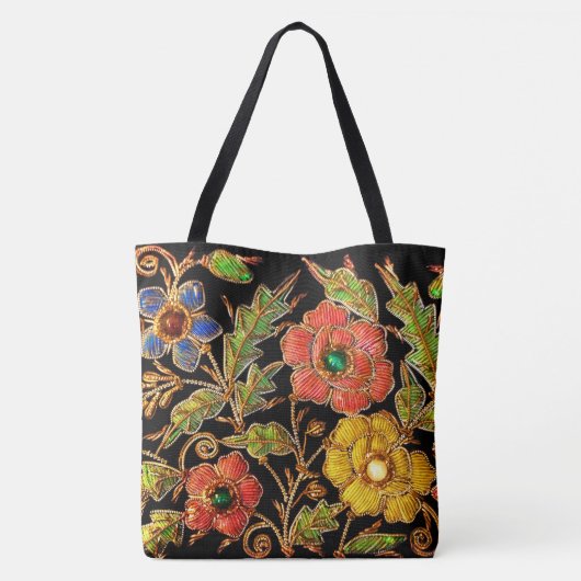 Kralen Victoriaanse Bloemen Tote Bag (Achterkant)