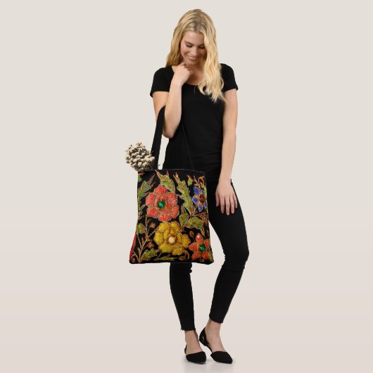 Kralen Victoriaanse Bloemen Tote Bag (Op model)