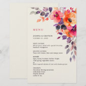 Kralenheldere Roze Oranje Aquarel Trouwmenu (Voorkant / Achterkant)