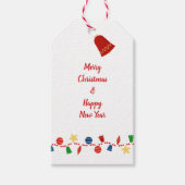 Kralenkrans met retro kerstornamenten cadeaulabel (Voorkant)