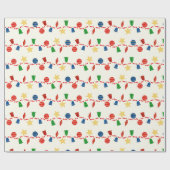 Kralenkrans met retro kerstornamenten cadeaupapier (Vlak)