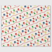 Kralenkrans met retro kerstornamenten cadeaupapier (Vlak)