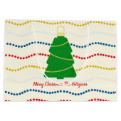 Kralenkrans met retro kerstornamenten groot cadeauzakje (Achterkant)