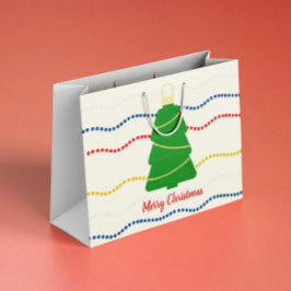 Kralenkrans met retro kerstornamenten groot cadeauzakje