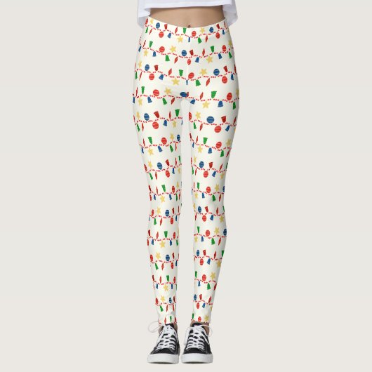 Kralenkrans met retro kerstornamenten leggings (Voorkant)