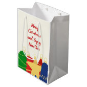 Kralenkrans met retro kerstornamenten medium cadeauzakje (Voorkant Gekanteld)