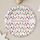 Kralenkrans met retro kerstornamenten papieren bordje