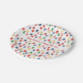 Kralenkrans met retro kerstornamenten papieren bordje (Gekanteld)