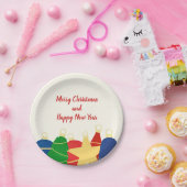 Kralenkrans met retro kerstornamenten papieren bordje (Feest)