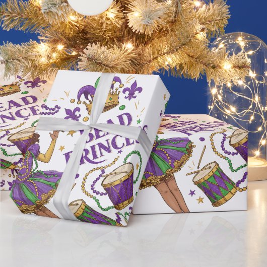 Kralenprinses - Mardi Gras Cadeaupapier (Feestdagen)