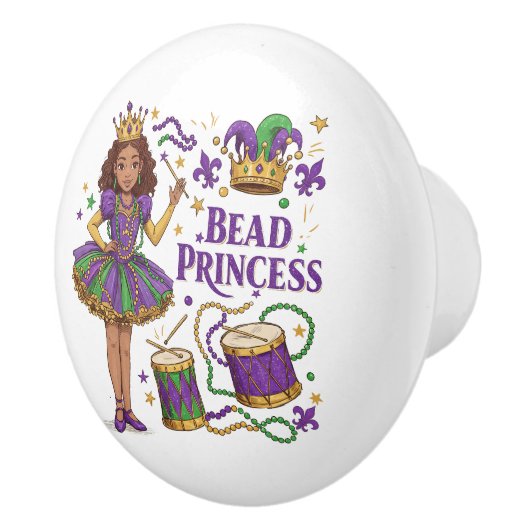 Kralenprinses - Mardi Gras Keramische Knop (Rechts)