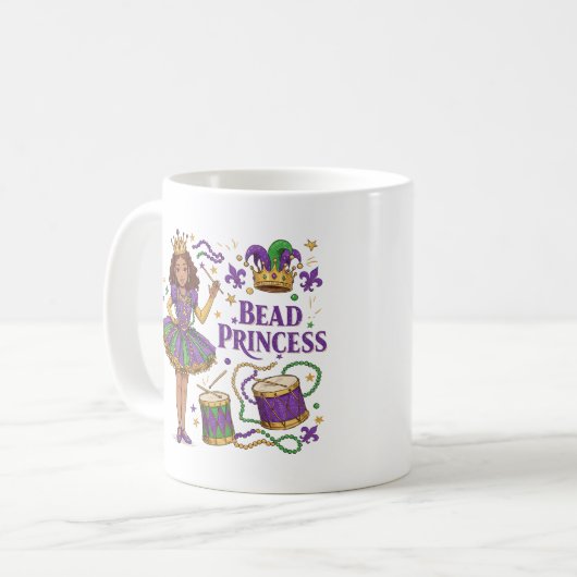 Kralenprinses - Mardi Gras Koffiemok (Voorkant links)