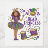 Kralenprinses - Mardi Gras Wijn Etiket (Enkel label)