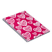 Kralenrood en wit krabbelhartpatroon notitieboek (Rechterzijde)