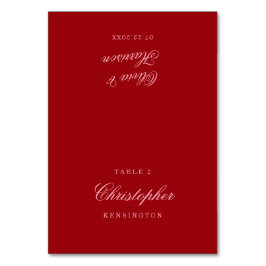 Kralenroze Rood Minimalistisch Script Trouwplaatsk Kaart